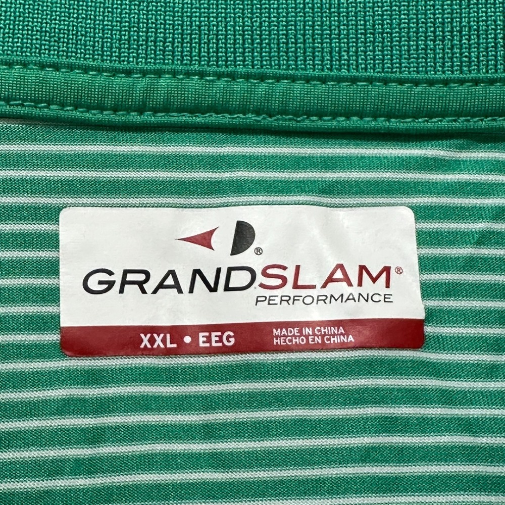 Grand Slam Performance Mens Polo Shirt Size XXL Green Striped Short Sleeve - Picture 5 of 8